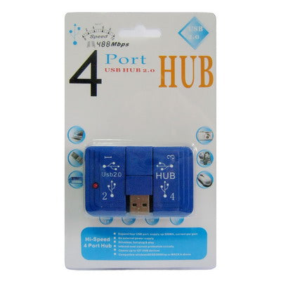 USB 2.0 High Speed 4 Port Hub(Black)