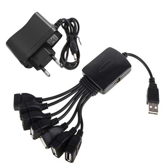 7 Port USB 2.0 Hub 480Mps(Black)