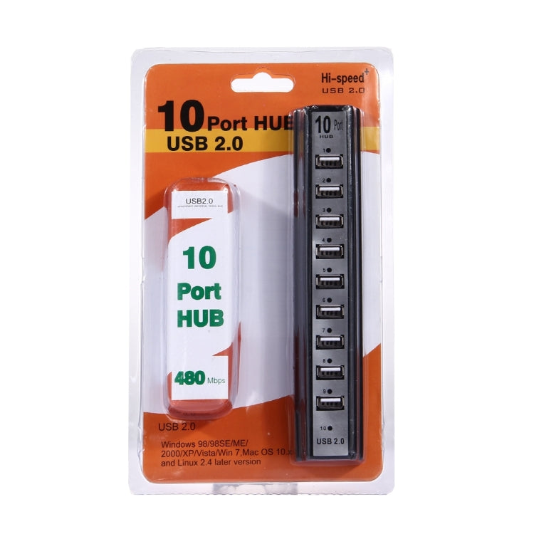 10 Ports USB 2.0 Hi Speed Multi Expansion HUB for PC & Laptop(Silver)