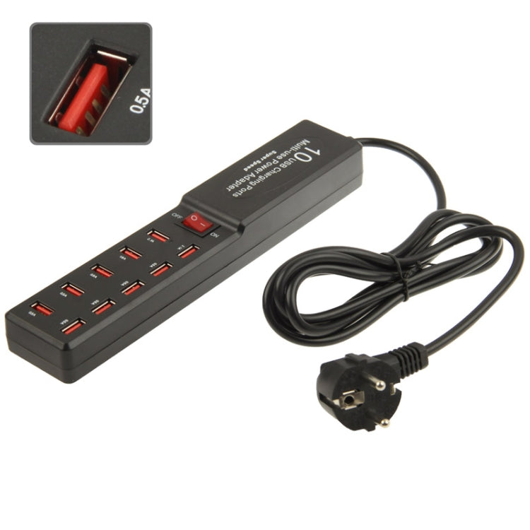 10-USB Ports Super Speed Multi-use Power Charging Adapter(Black)