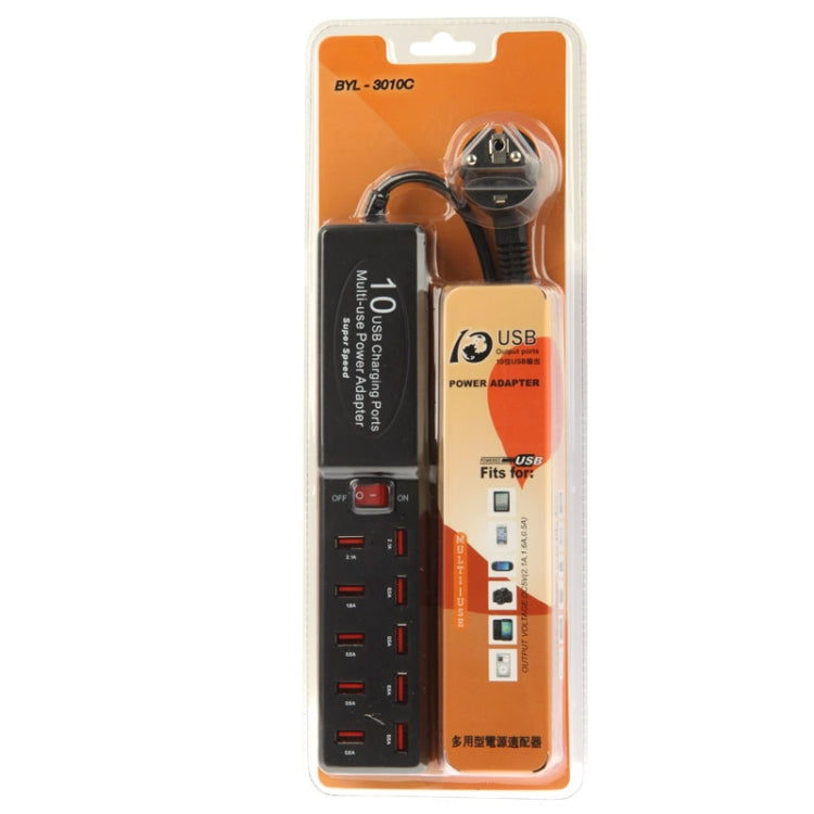 10-USB Ports Super Speed Multi-use Power Charging Adapter(Black)