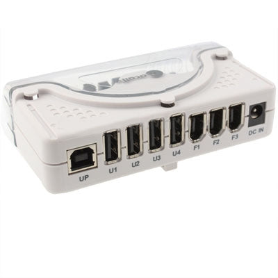 2 in 1 ( 4 Ports USB 2.0 Hi-Speed + 3 Ports IEEE 1394 FireWire) Hub(White)