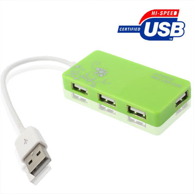 4 Ports USB 2.0 HUB, Plug and Play, Green