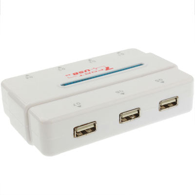 Hi-speed 7-Ports USB 2.0 HUB, Plug and Play (White)