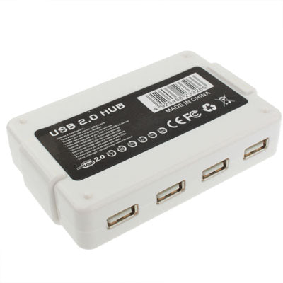 Hi-speed 7-Ports USB 2.0 HUB, Plug and Play (White)