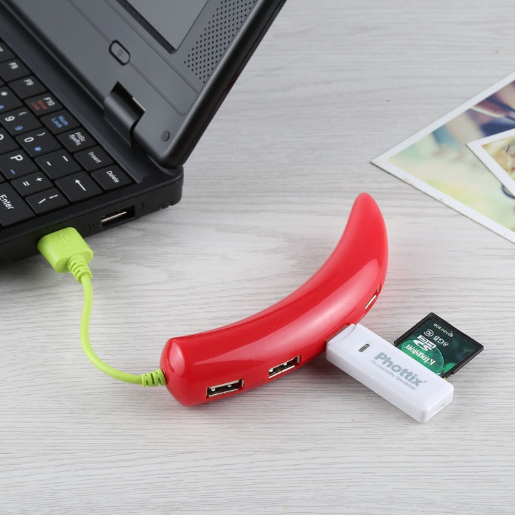 Chili Style 4-Port USB 2.0 HUB, 480Mbps High-Speed, Plug and Play(Red)
