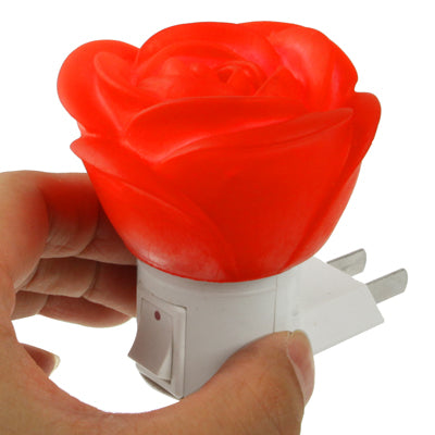Rose Style Small Night Light, US Plug Red Light 5 LED with Switch(Red)