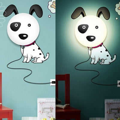 Dog Style DIY Paper Wall Lamp Cartoon Energy Saving Light Novelty Good Gift(White)