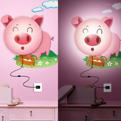 Pig Style DIY Paper Wall Lamp Cartoon Energy Saving Light Novelty Good Gift(Pink)
