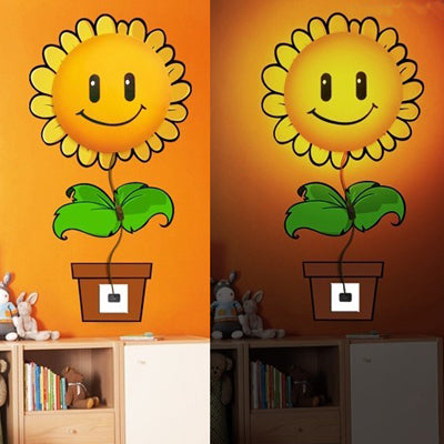 Sunflower Style DIY Paper Wall Lamp Cartoon Energy Saving Light Novelty Good Gift(Yellow)