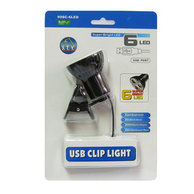 USB Super Bright 6 LED Lamp Light for PC Laptop(Black)