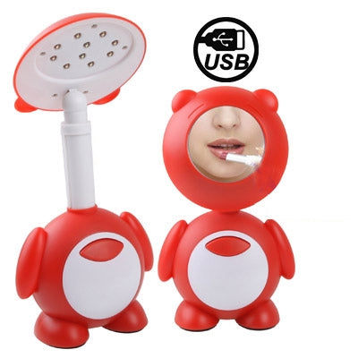 USB Powered Cartoon Panda 10 LED Desk Lamp with Mirror