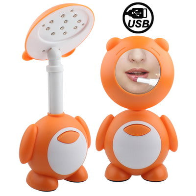USB Powered Cartoon Panda 10 LED Desk Lamp with Mirror