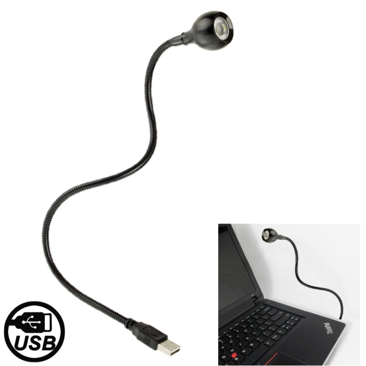 1W USB Flexible Neck LED Light Lamp, 95LM, 360 Degree Rotational, White Light