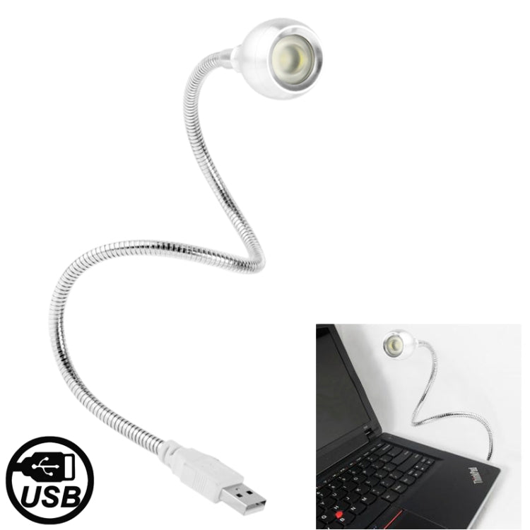 1W USB Flexible Neck LED Light Lamp, 95LM, 360 Degree Rotational, White Light