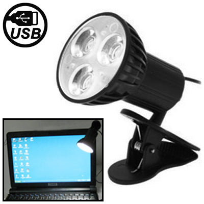 USB Clip Super Bright 6 LED Light, Cable: 1.5m (998C-6LED)(Black)