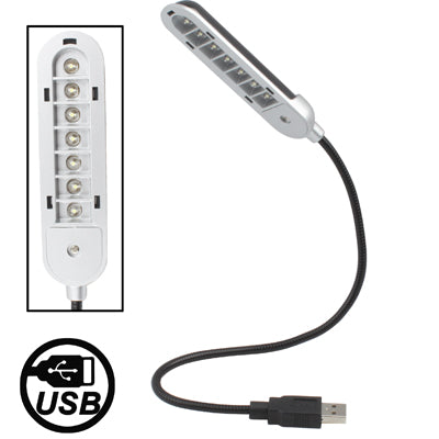 Metal Flexible Tube USB 7 LED Light for Laptop, Ultra Flexible Arm: 17 inch