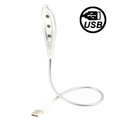 USB Laptop LED Light, Metal Flexible Tube, 3 LED, Metal Tube: Around 28cm