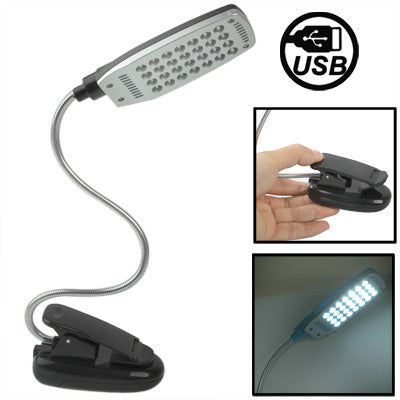 USB Folding Variety Bending Desk Light, 28 LED with Clip, Flexible Metal Tube