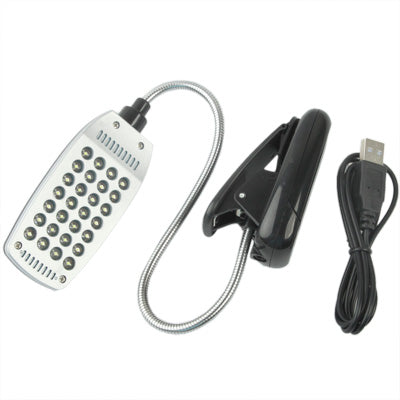 USB Folding Variety Bending Desk Light, 28 LED with Clip, Flexible Metal Tube