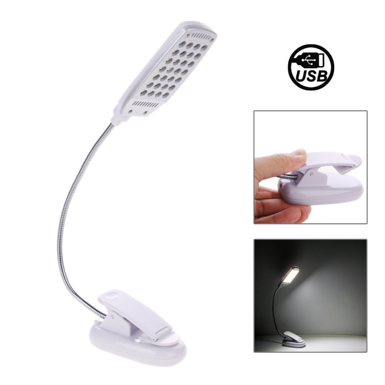 USB Folding Variety Bending Desk Light, 28 LED with Clip, Flexible Metal Tube