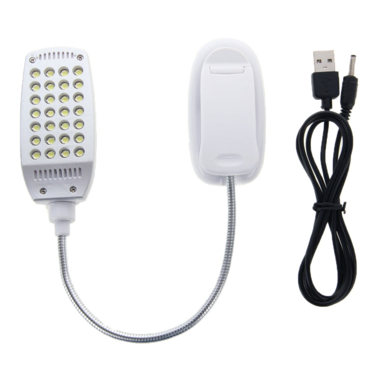 USB Folding Variety Bending Desk Light, 28 LED with Clip, Flexible Metal Tube