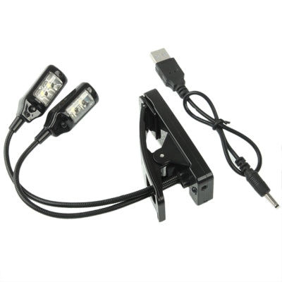 2 in 1 USB Folding Variety Bending Desk Light, 4 LED with Clip & Switch, Flexible Tube(Black)