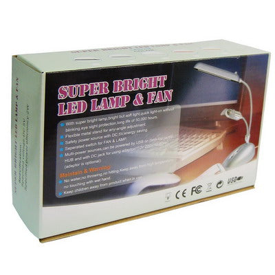 Super Bright USB 14 LED Lamp and Fan for PC(White)