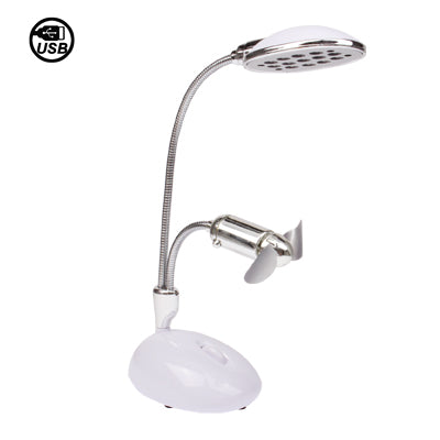 2 In 1 USB Flexible 13 LED Lamp and Fan(White)