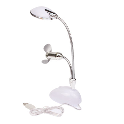 2 In 1 USB Flexible 13 LED Lamp and Fan(White)
