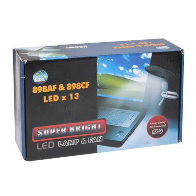 2 In 1 USB Flexible 13 LED Lamp and Fan(White)