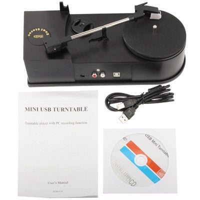 EC008B, USB Mini Phonograph / Turntable / Vinyl Turntables Audio Player, Support Turntable Convert LP Record to CD or MP3 Function(Black)