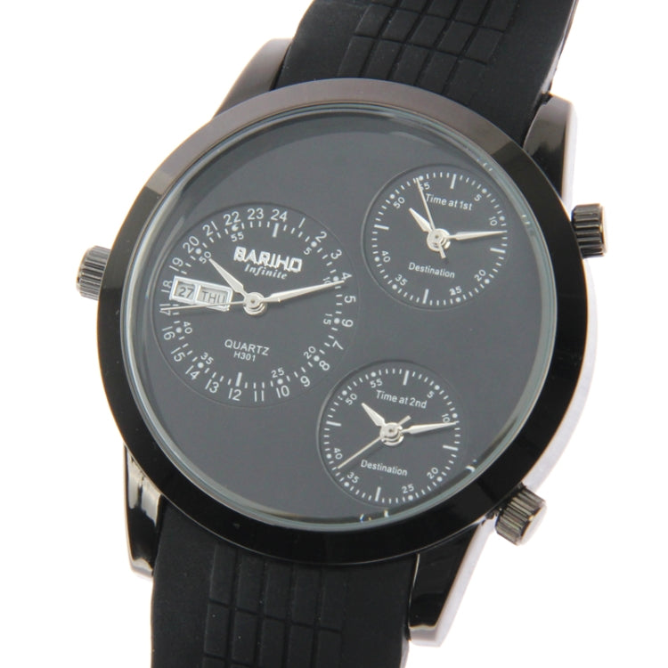 Fashion 3 Dial Quartz Wrist Calendar Watch with Silicone Strap