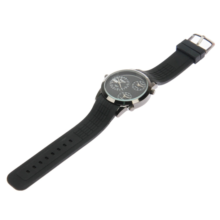 Fashion 3 Dial Quartz Wrist Calendar Watch with Silicone Strap