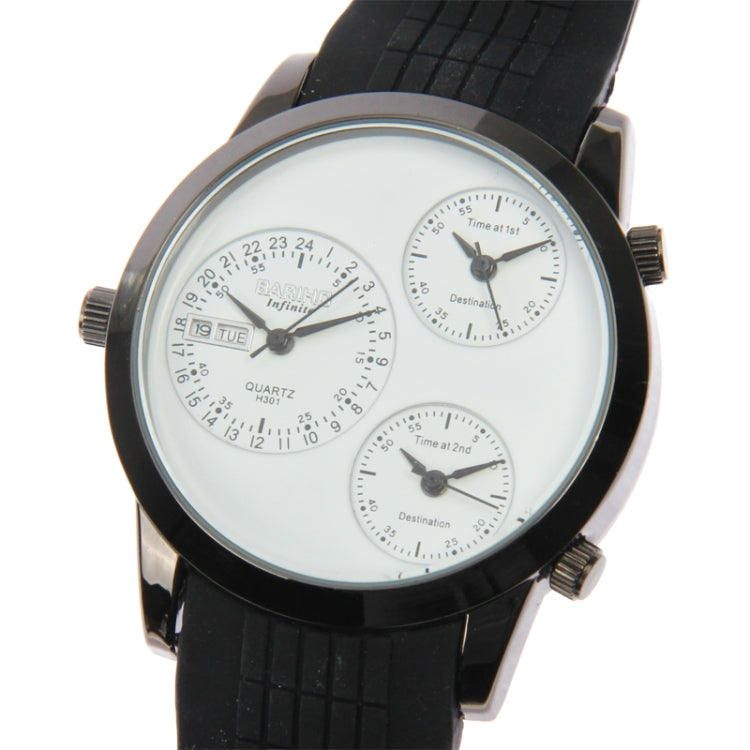 Fashion 3 Dial Quartz Wrist Calendar Watch with Silicone Strap