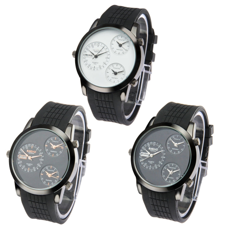 Fashion 3 Dial Quartz Wrist Calendar Watch with Silicone Strap