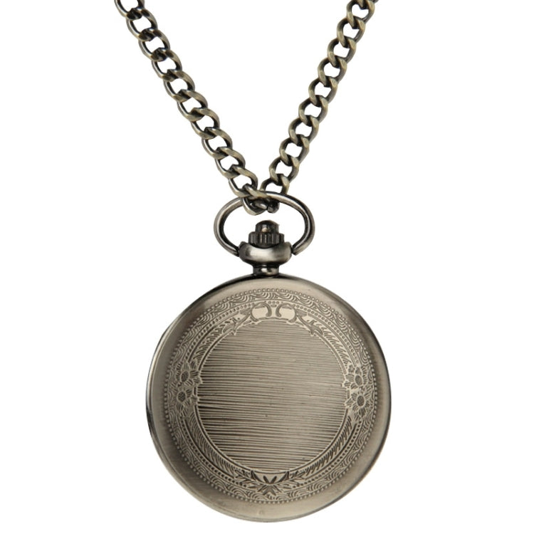 Retro Flower Pattern Quartz Movement Pocket Watch with Hanging Chain