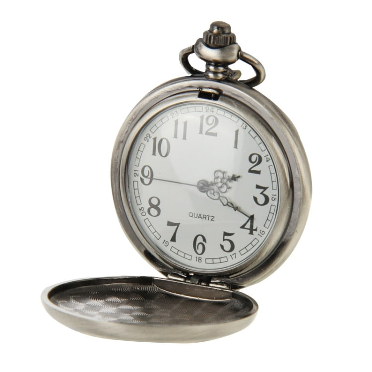 Retro Flower Pattern Quartz Movement Pocket Watch with Hanging Chain
