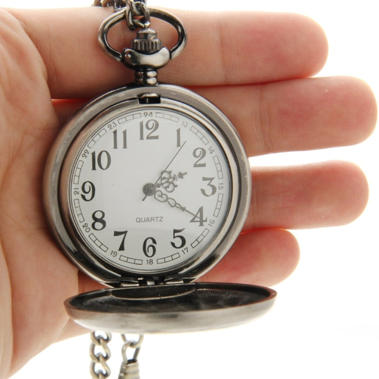 Retro Flower Pattern Quartz Movement Pocket Watch with Hanging Chain