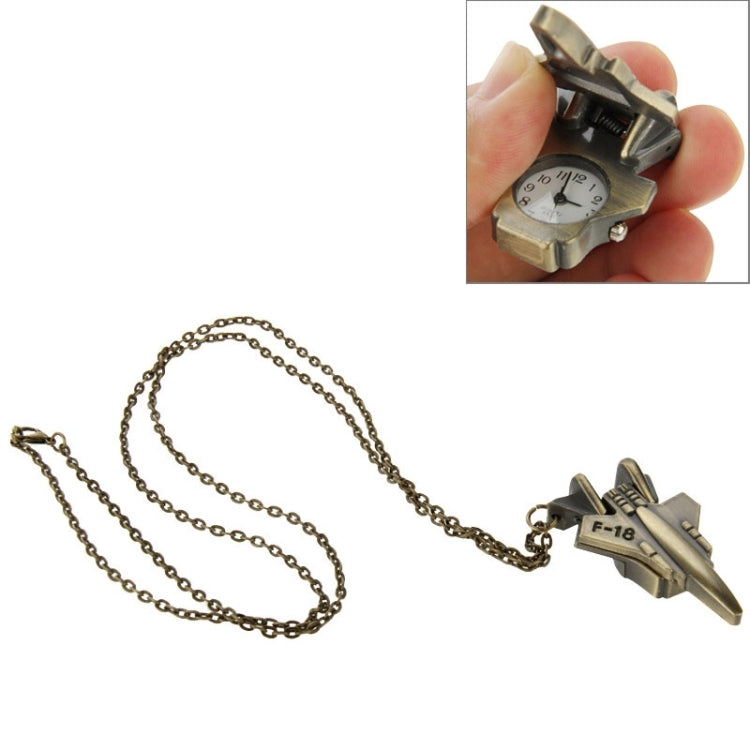 Unisex Vintage Fighter Shape Cartoon Long Sweater Chain Pocket Necklace Watch