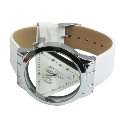 Stylish Question Mark Style Quartz Wrist Watch Wristwatch with Leather Band (White)