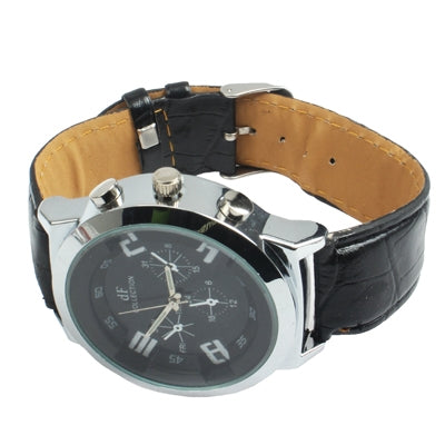 Stylish Quartz Wrist Watch Wristwatch with Leather Band (Black)