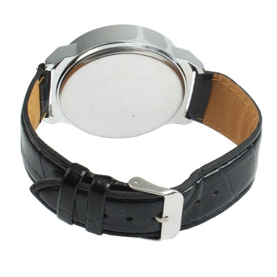 Stylish Quartz Wrist Watch Wristwatch with Leather Band (Black)