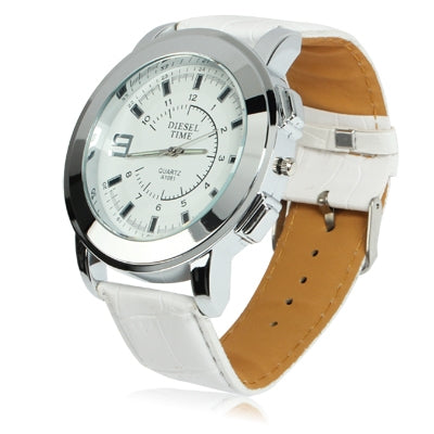Stylish Quartz Wrist Watch Wristwatch with Leather Band(White)