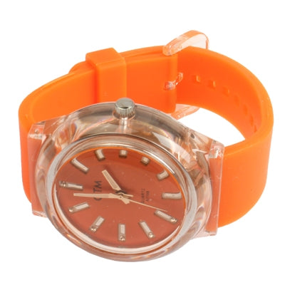 Classic Round Style Quartz Wrist Watch with Silicone Band (Orange)
