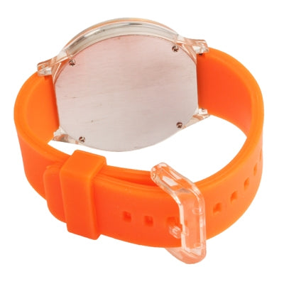 Classic Round Style Quartz Wrist Watch with Silicone Band (Orange)