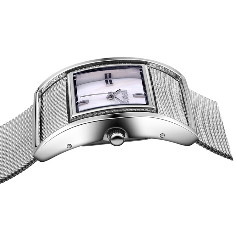 WeiQin 3902 Square Dial Simple Nailed Scale Shell Surface Fashion Women Quartz Watch with Alloy Band(Silver)