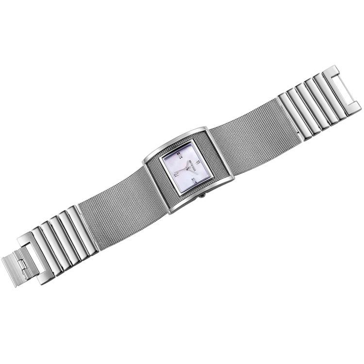 WeiQin 3902 Square Dial Simple Nailed Scale Shell Surface Fashion Women Quartz Watch with Alloy Band(Silver)