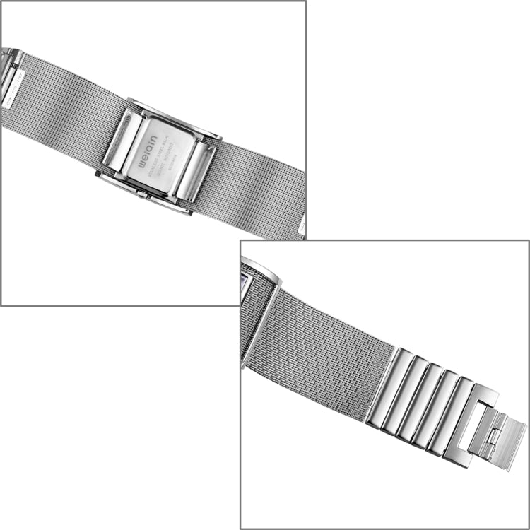 WeiQin 3902 Square Dial Simple Nailed Scale Shell Surface Fashion Women Quartz Watch with Alloy Band(Silver)
