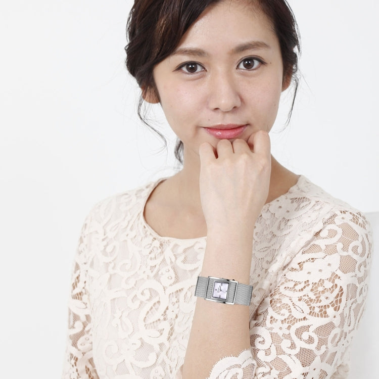 WeiQin 3902 Square Dial Simple Nailed Scale Shell Surface Fashion Women Quartz Watch with Alloy Band(Silver)